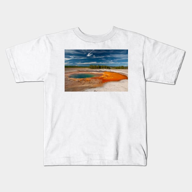 Deep Blue Pool and Orange Kids T-Shirt by BrianPShaw